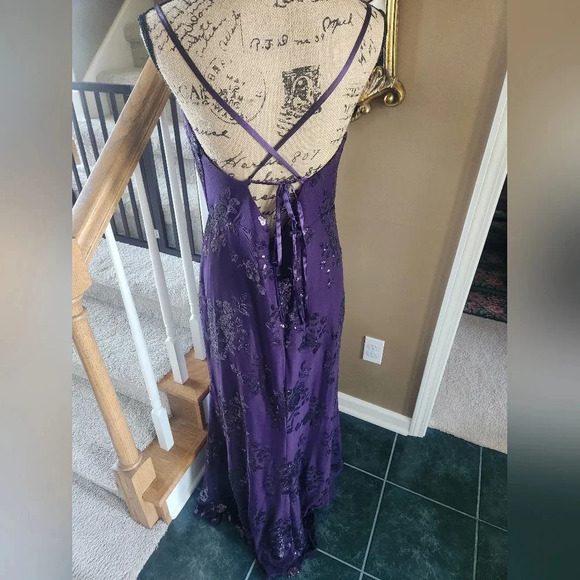 NWT Purple Speechless Long Dress with Cross Straps and Sequins Size 14W - Picture 3 of 5